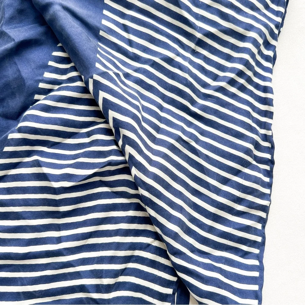Echo Silk Navy and Ivory White Striped Scarf